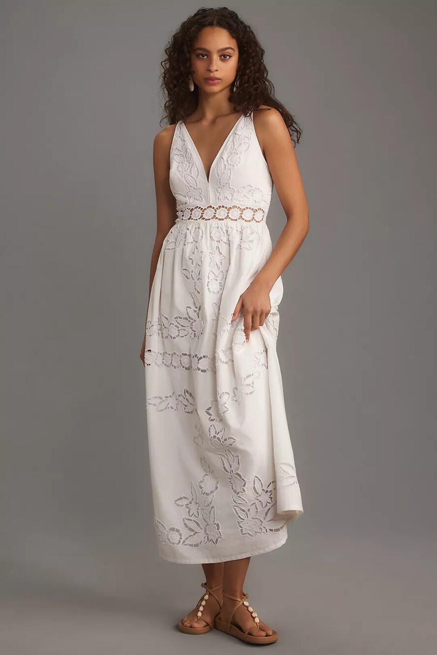 Vineet Bahl Anthropologie Floral Cutout Midi Dress NWT